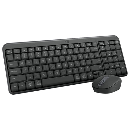 Angled view of the Logitech MK250 bluetooth keyboard and mouse in a white background