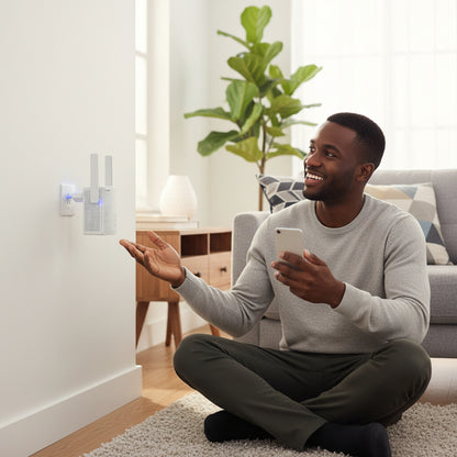 Context image of the extender installed in a home environment.

