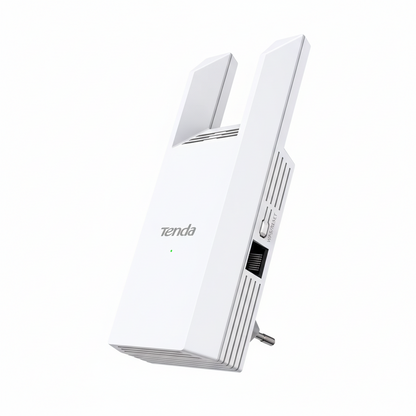 The extender displayed at an angle, highlighting the wall-mountable design.

