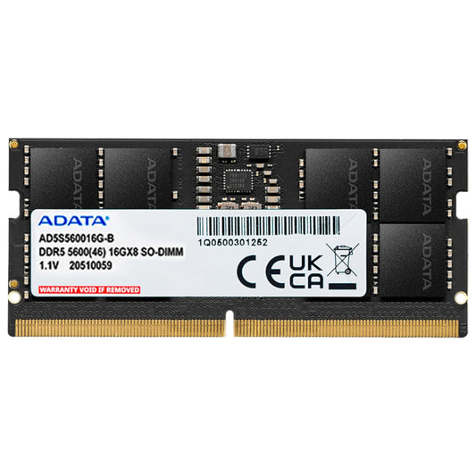 ADATA AD5S560016G-S 16GB DDR5 5600Mhz ECC SO-DIMM memory module on a white background