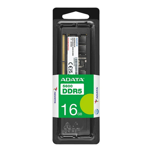 ADATA AD5S560016G-S 16GB DDR5 5600Mhz ECC SO-DIMM memory module packaging on a white background