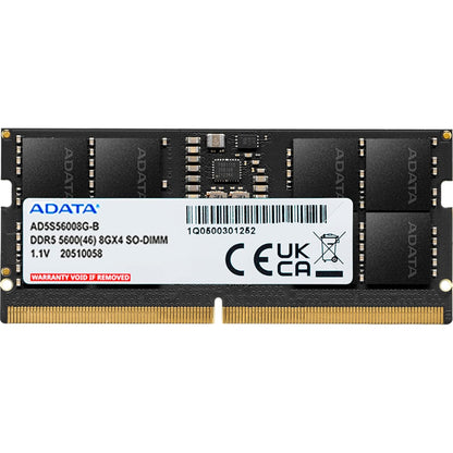 ADATA AD5S56008G-S 8GB DDR5 5600Mhz ECC SO-DIMM memory module on a white background