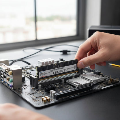 Side profile showing the standard U-DIMM form factor with heatspreader.

