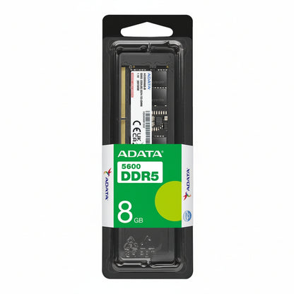 Front view of the ADATA DDR5 8GB 5600MHz U-DIMM desktop memory module.

