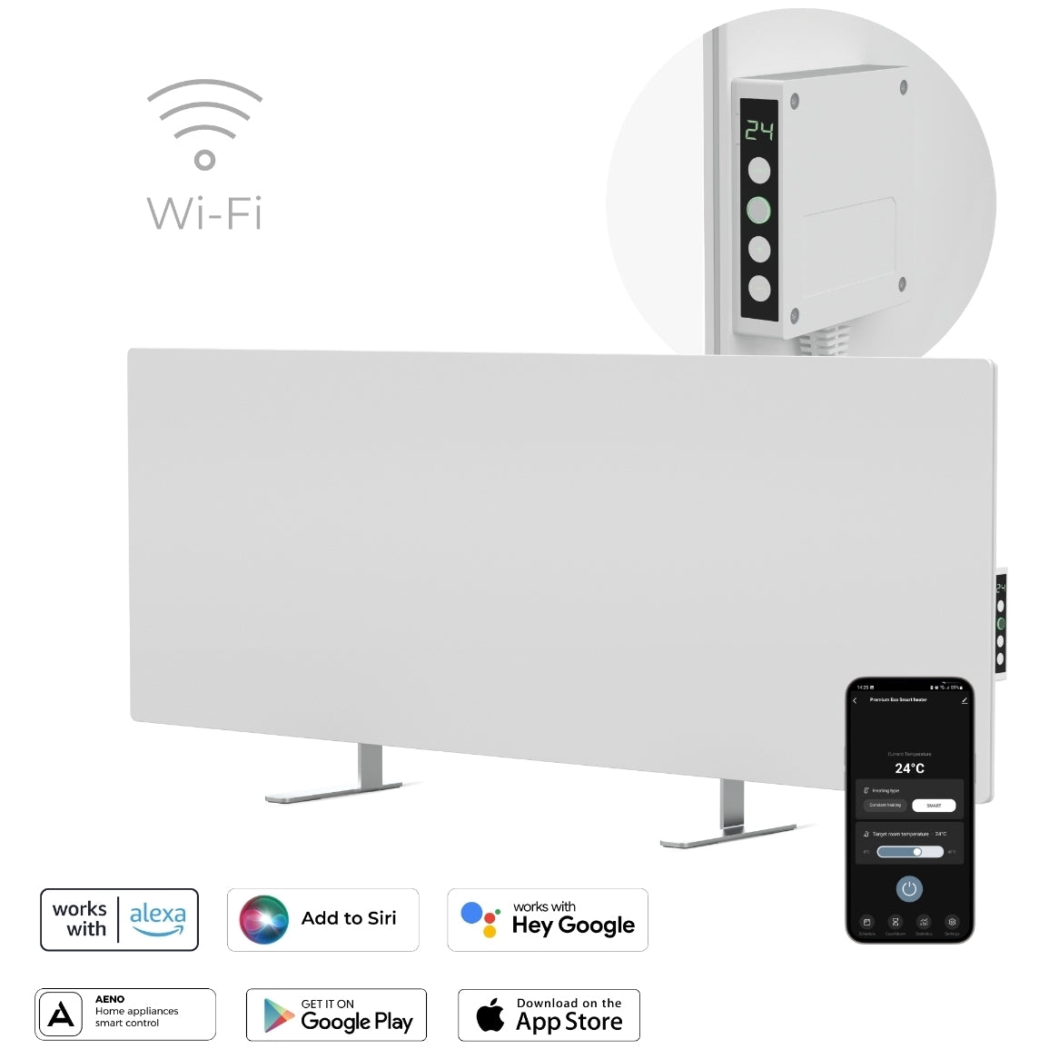 Aeno Premium Eco Smart Heater 700W | Energy-Efficient Glass Panel Heater with Smart Control & Wi-Fi
