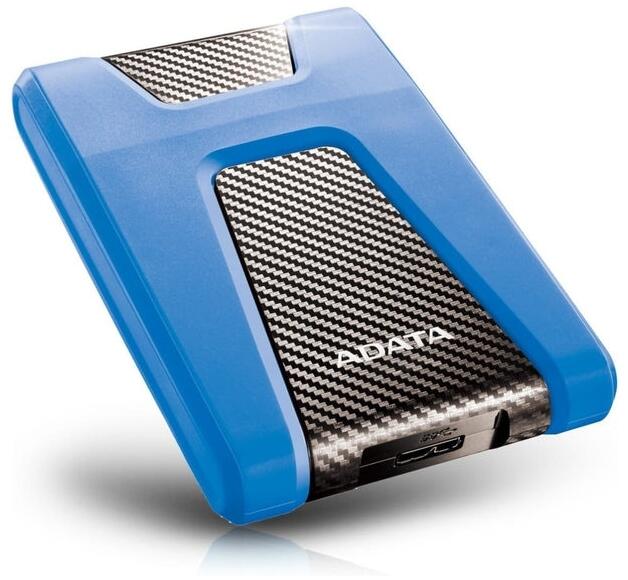 The hard drive displayed at an angle, highlighting the flowing line design.

