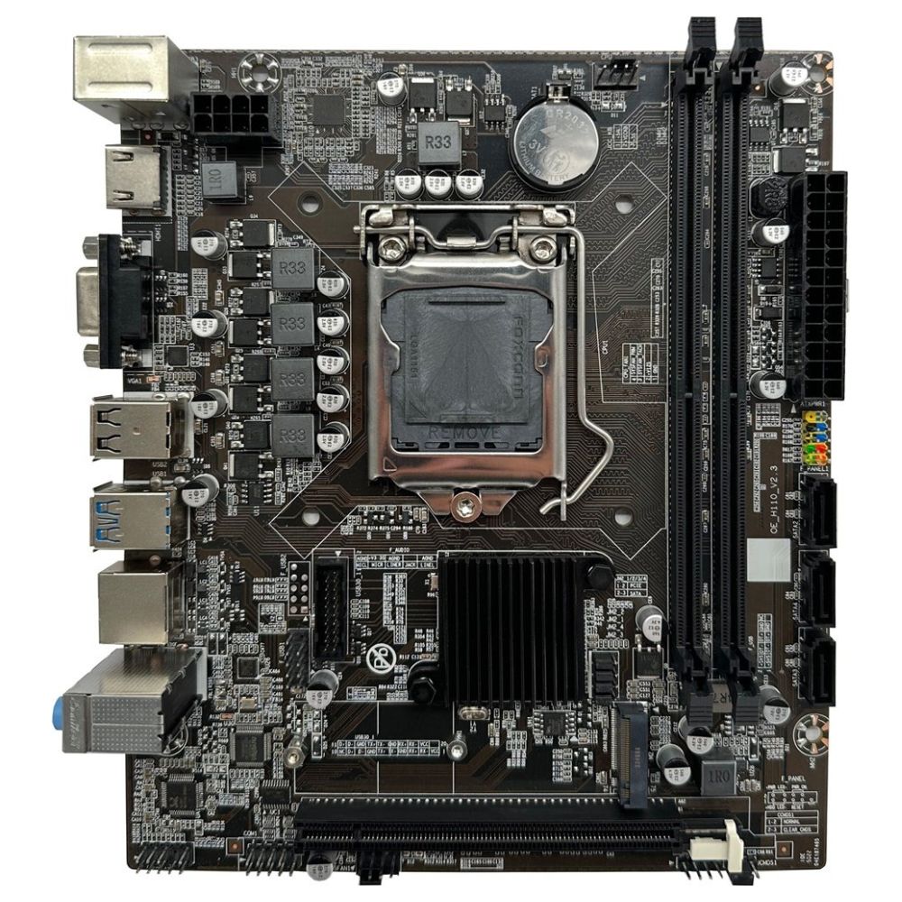 Arktek H110 mATX motherboard top view showing CPU socket and RAM slots