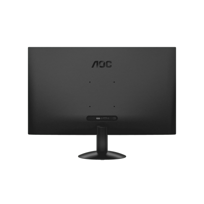 Rear view of the AOC Q27B30E 27 inch QHD IPS Monitor showing the AOC branding, vesa mounting, hdmi, displayport and power port