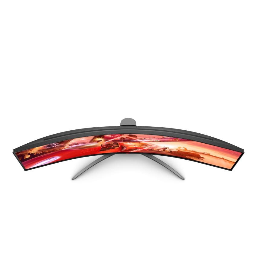 Top view of the AOC AGON AG493UCX249 inch ultra wide curved gaming monitor showing the curved dimensions