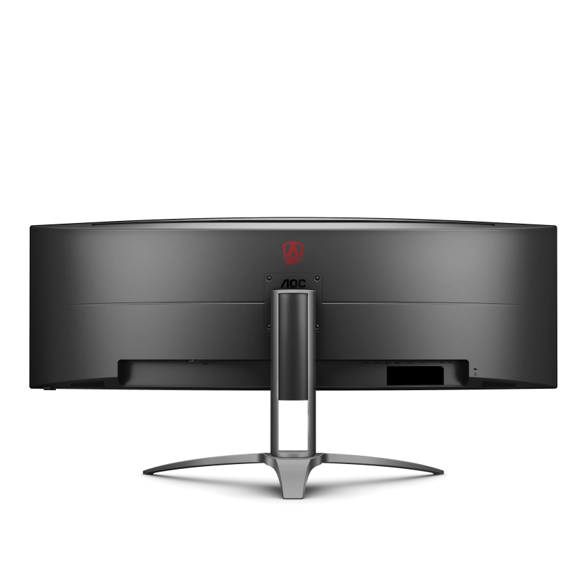 Rear view of the AOC AGON AG493UCX249 inch ultra wide curved gaming monitor showing the back vesa mounting and Agon logo 