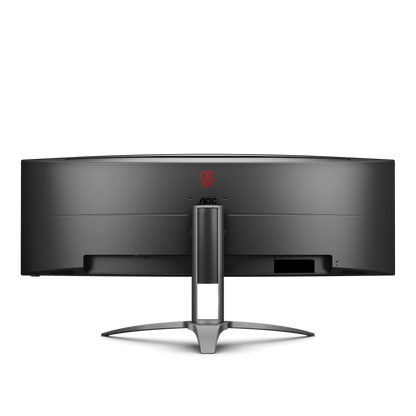 Rear view of the AOC AGON AG493UCX249 inch ultra wide curved gaming monitor showing the back vesa mounting and Agon logo 