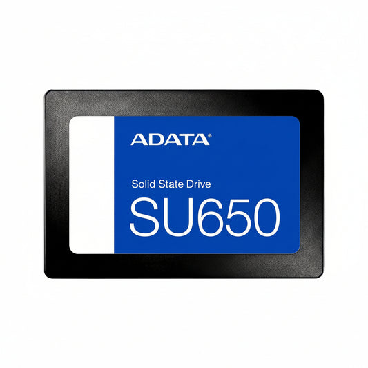 Front view of the white ADATA SU650 2TB 2.5-inch SATA SSD.

