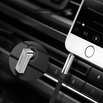 UGreen AV119 Right-angled 3.5mm Flat Aux Cable 1.5m - Black/Silver