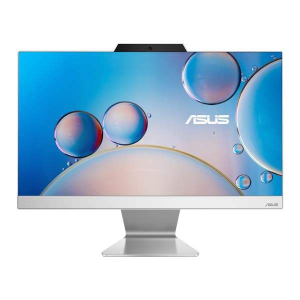 Asus AIO desktop with a colorful display on a white background