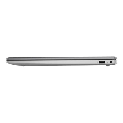 Side view of a silver laptop on a white background