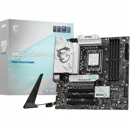 Front view of the MSI B860M GAMING PLUS WIFI mATX motherboard.

