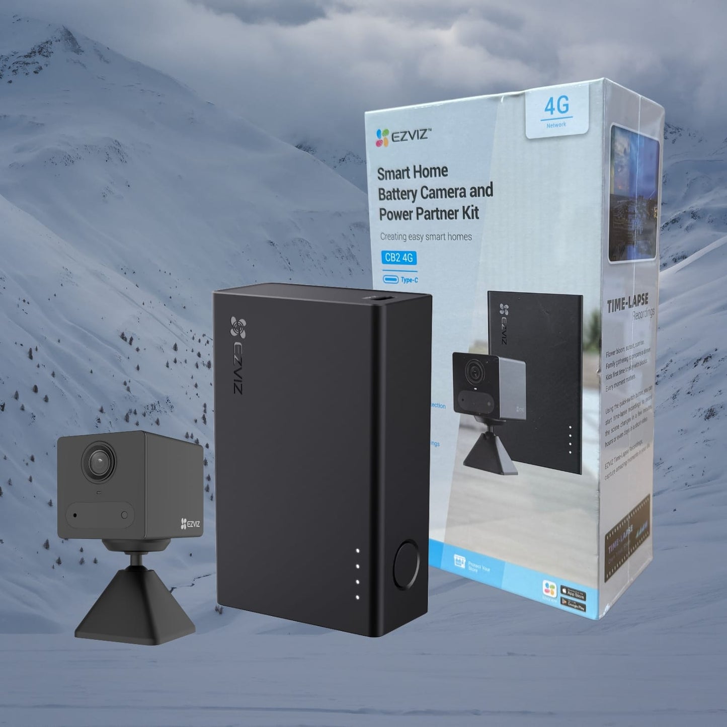 EZVIZ CB2 2K 4G Smart Camera with Power Partner Kit