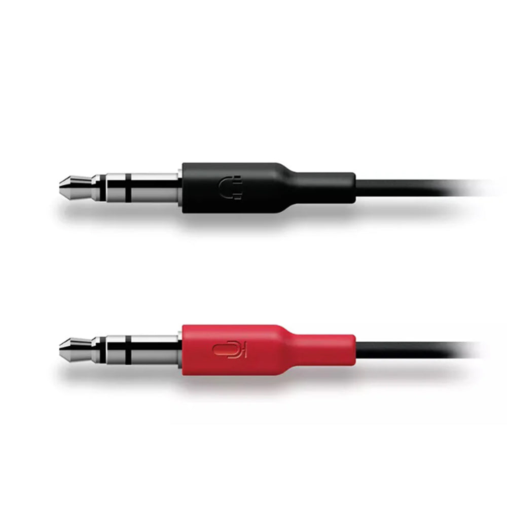 Philips SHG7210 PC gaming headset dual 3.5mm audio jacks in black and red.