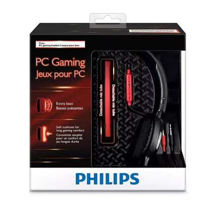 Philips SHG7210 PC gaming headset with mic and extra bass in its packaging