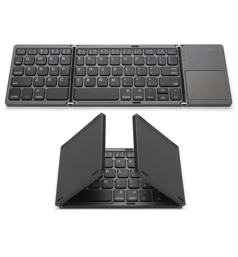 Foldable keyboard with touchpad on a white background