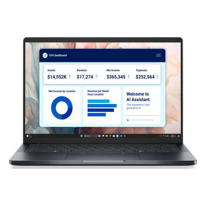 Dell Pro 14 laptop with lid open.

