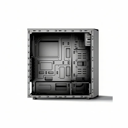 Front view of the Huntkey BU560 black gaming PC case.

