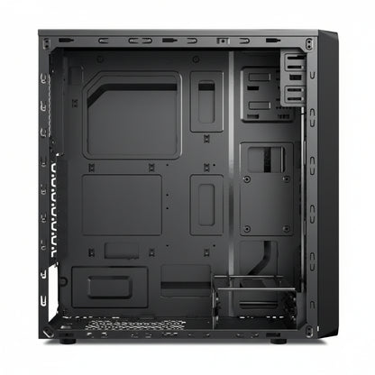 Front view of the Huntkey BU560 black PC case.

