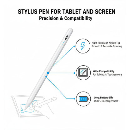 M-Link C11 Stylus Pen for Tablets & Screens, Magnetic, Pixel-Precise, Low Lag White