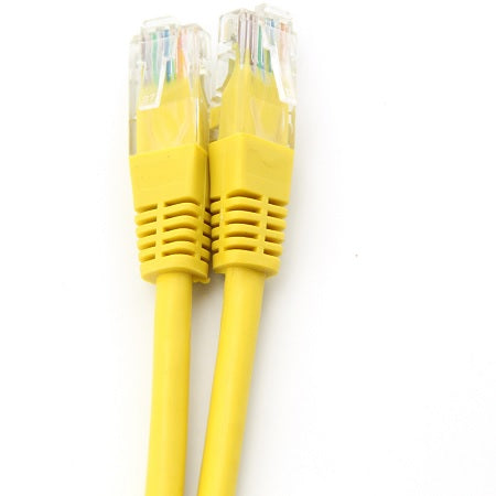 Two yellow MicroWorld CAT5 patch cables (20cm) with RJ45 connectors.