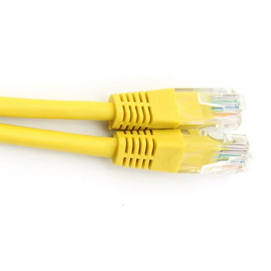MicroWorld CAT5 patch cable, 20cm, yellow, RJ45 Ethernet LAN cable for short-distance connections.