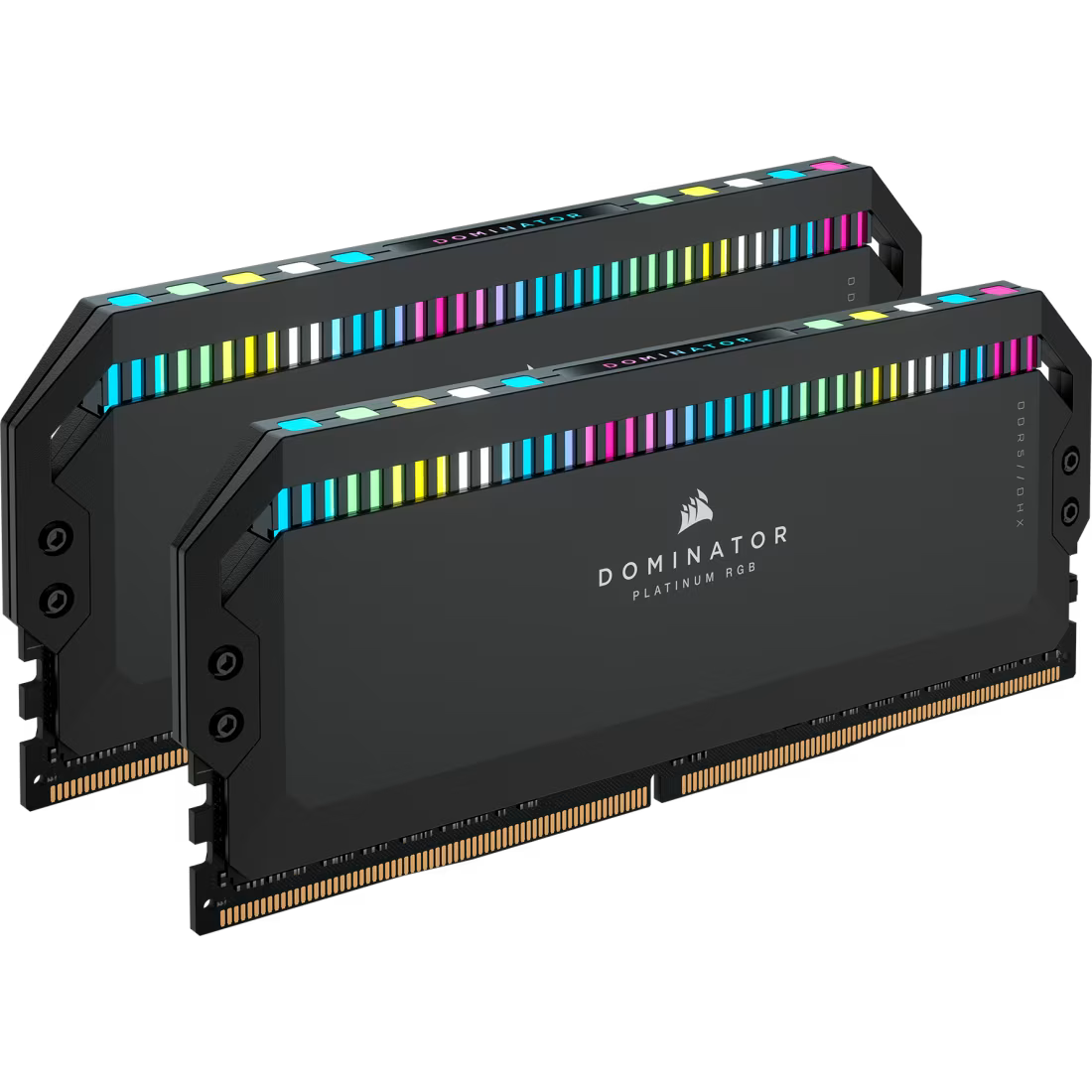 Two RAM modules with RGB lighting on a white background