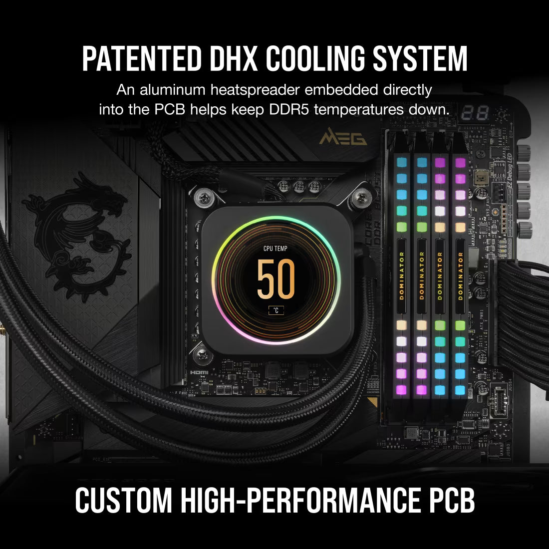 Computer hardware with a patented DHX cooling system and custom high-performance PCB.