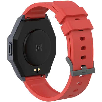 Smartwatch with a red band on a white background