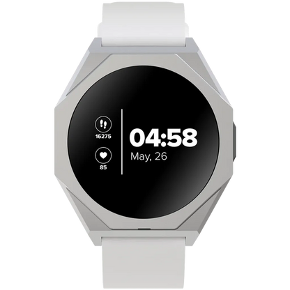 Smartwatch with a white band on a white background