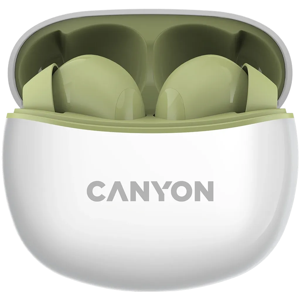 Canyon CNS-TWS5GR Bluetooth True Wireless Earphones with Silicone Cover and Clip - Green