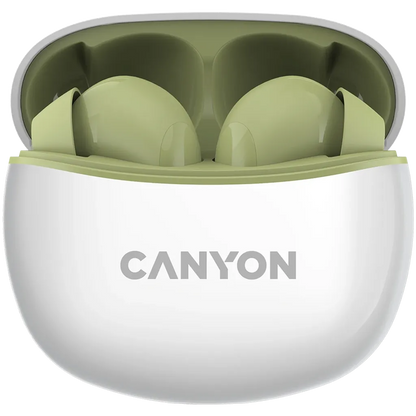 Canyon CNS-TWS5GR Bluetooth True Wireless Earphones with Silicone Cover and Clip - Green