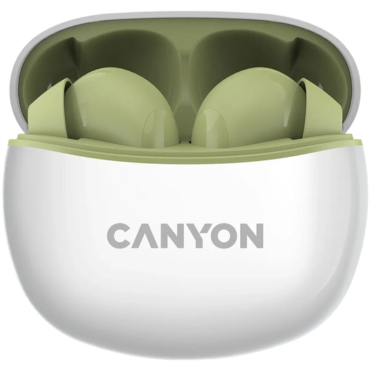 Canyon CNS-TWS5GR Bluetooth True Wireless Earphones with Silicone Cover and Clip - Green