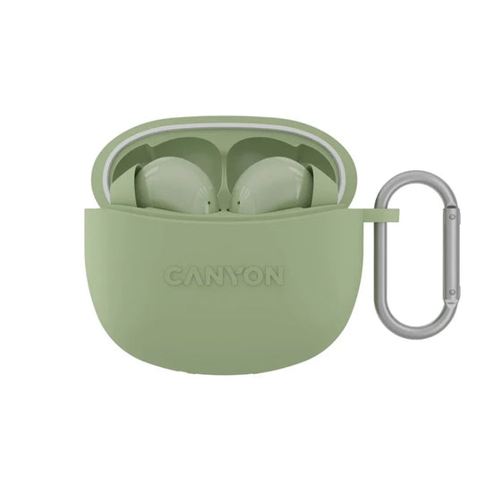 Canyon CNS-TWS5GR Bluetooth True Wireless Earphones with Silicone Cover and Clip - Green