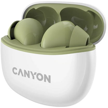 Canyon CNS-TWS5GR Bluetooth True Wireless Earphones with Silicone Cover and Clip - Green