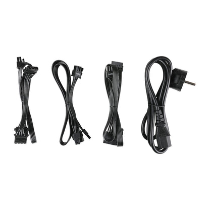 Set of computer power cables on a white background