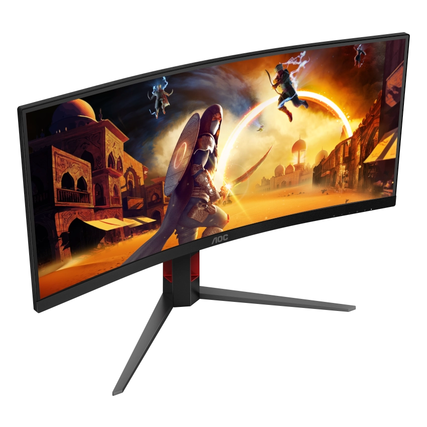 Side angled view of the AIC CU34G4H 34 inch Curved Gaming monitor 