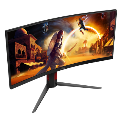 Side angled view of the AIC CU34G4H 34 inch Curved Gaming monitor 
