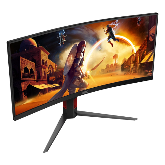Side angled view of the AIC CU34G4H 34 inch Curved Gaming monitor 