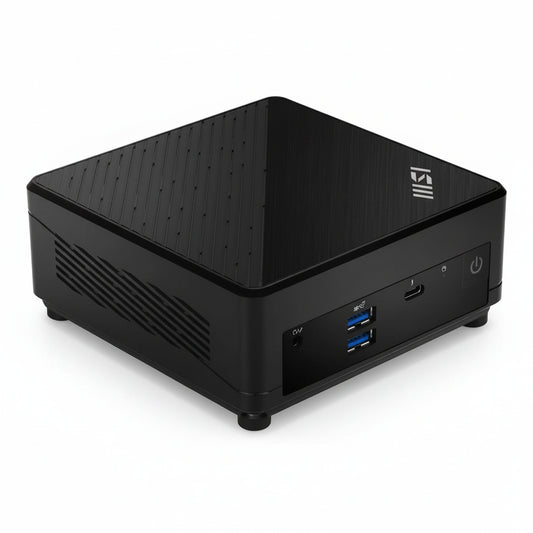 MSI Cubi 5 12M mini PC with Intel Core i5-1235U processor front view.

