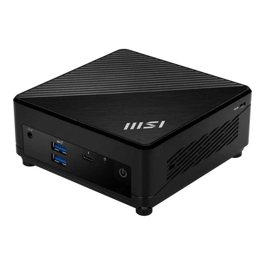 Angled view of the MSI Cubi 5 12M small form factor desktop computer.

