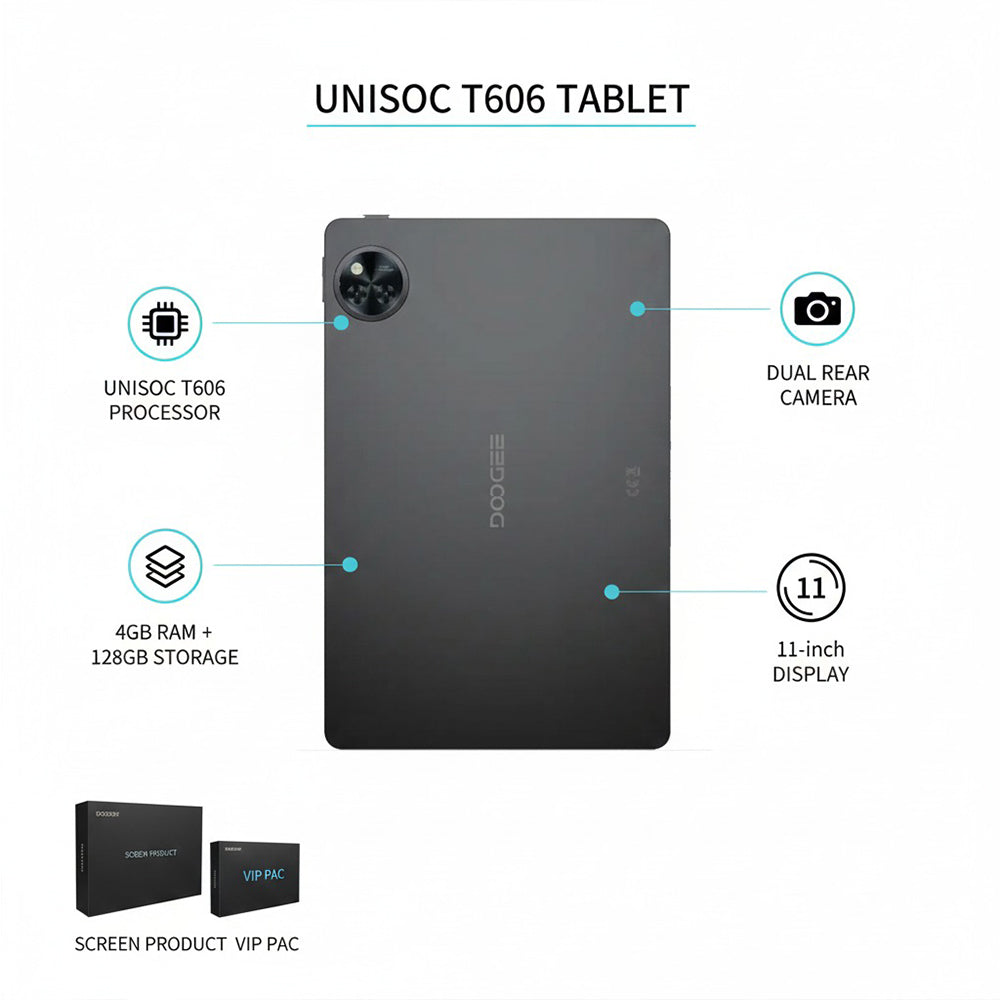 DOOGEE U11 11" Tablet, Unisoc T606, 4GB+128GB, Mist Grey, VIP Pack with Accessories