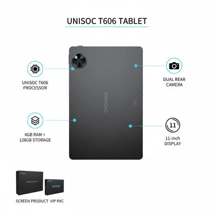 DOOGEE U11 11" Tablet, Unisoc T606, 4GB+128GB, Mist Grey, VIP Pack with Accessories