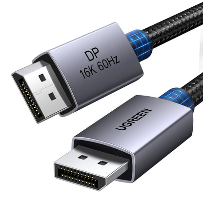 UGreen DP131 DisplayPort 2.1 Braided Cable 1M ( 80Gbps | 16K | 60Hz ) - Black/Grey