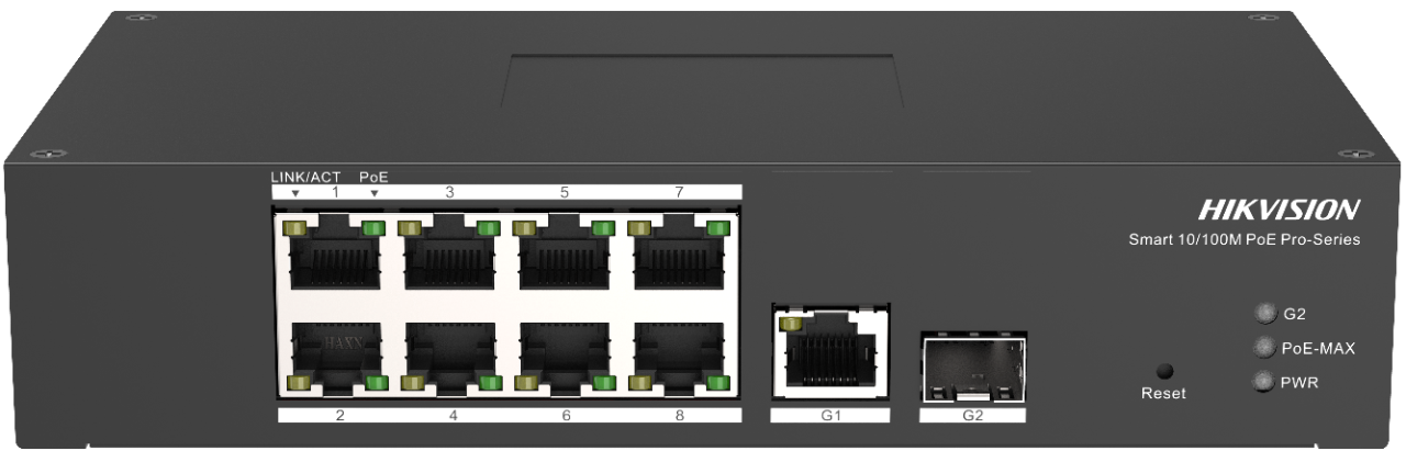 Smart-managed 8-port Hikvision PoE switch