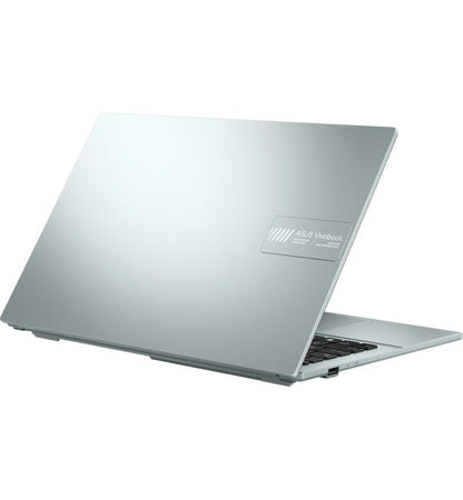 Silver laptop with ASUS logo on a white background